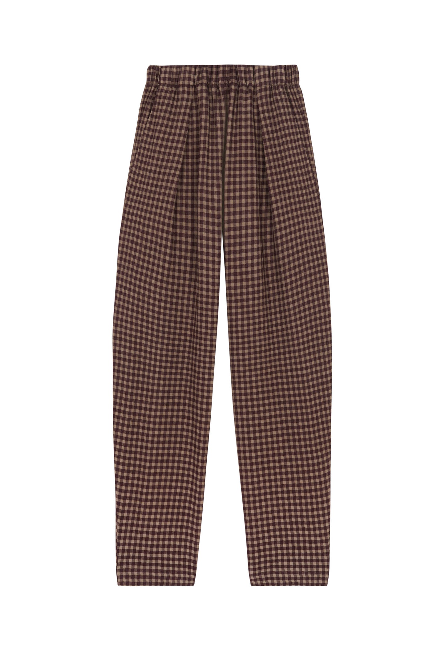 Fred, burgundy checked pants