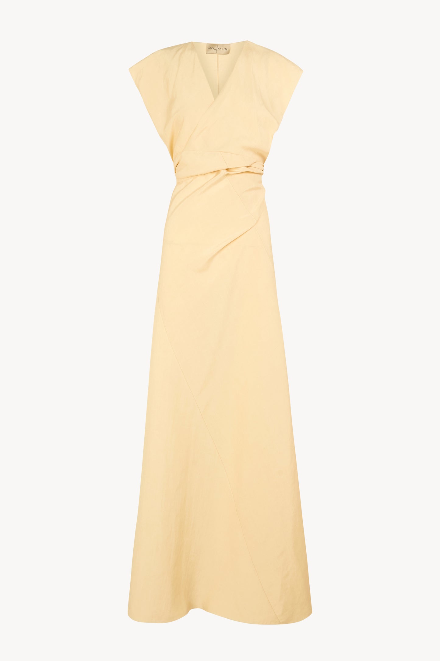 Gaia, vestido de lino y seda beige mares