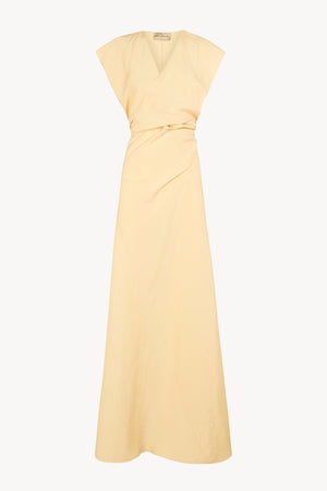 Gaia, vestido de lino y seda beige mares