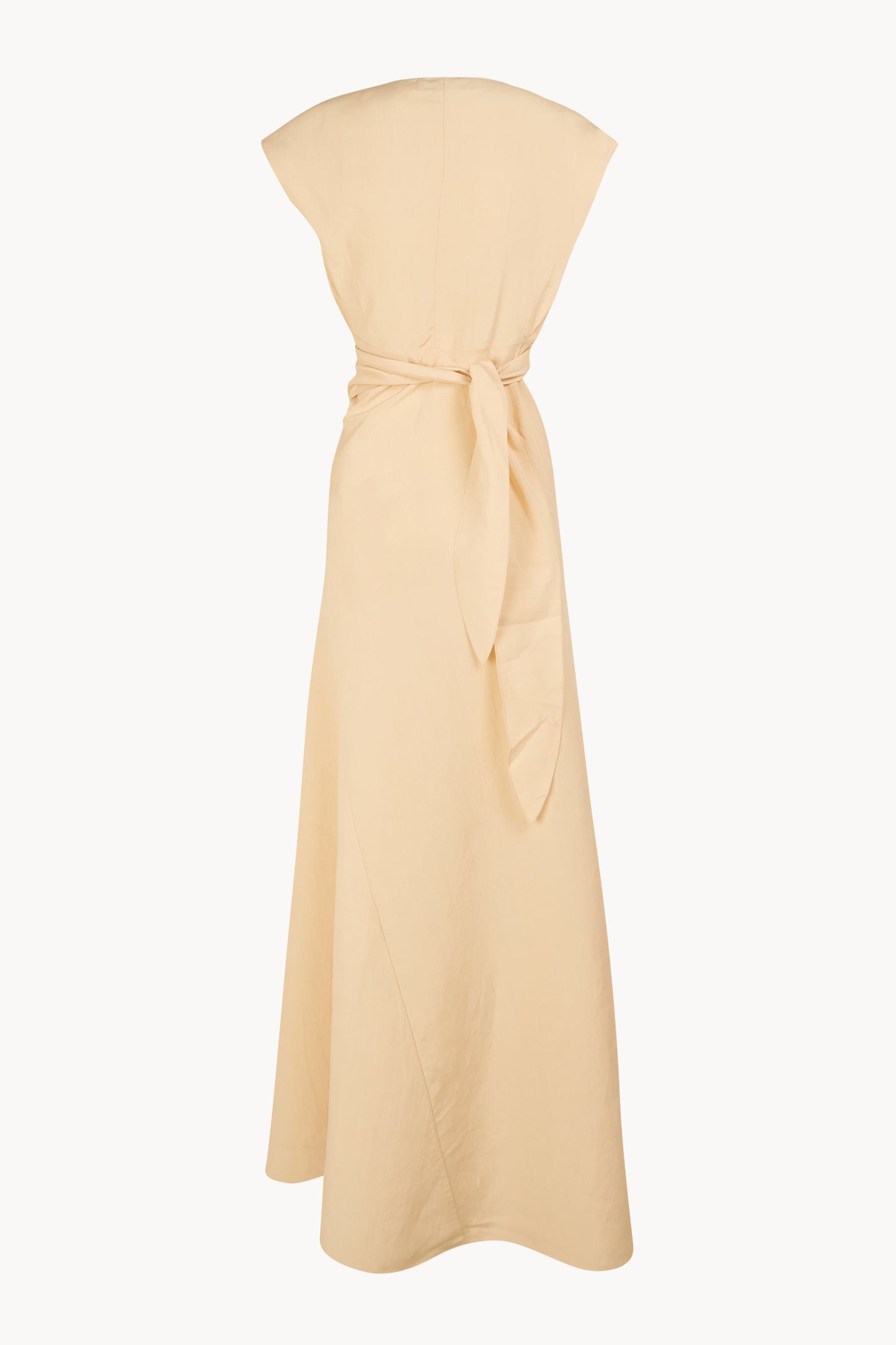 Gaia, vestido de lino y seda beige mares