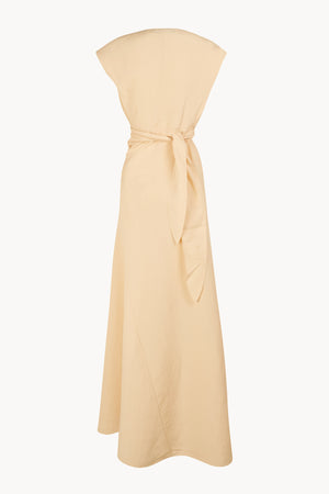 Gaia, vestido de lino y seda beige mares