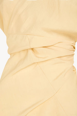 Gaia, vestido de lino y seda beige mares