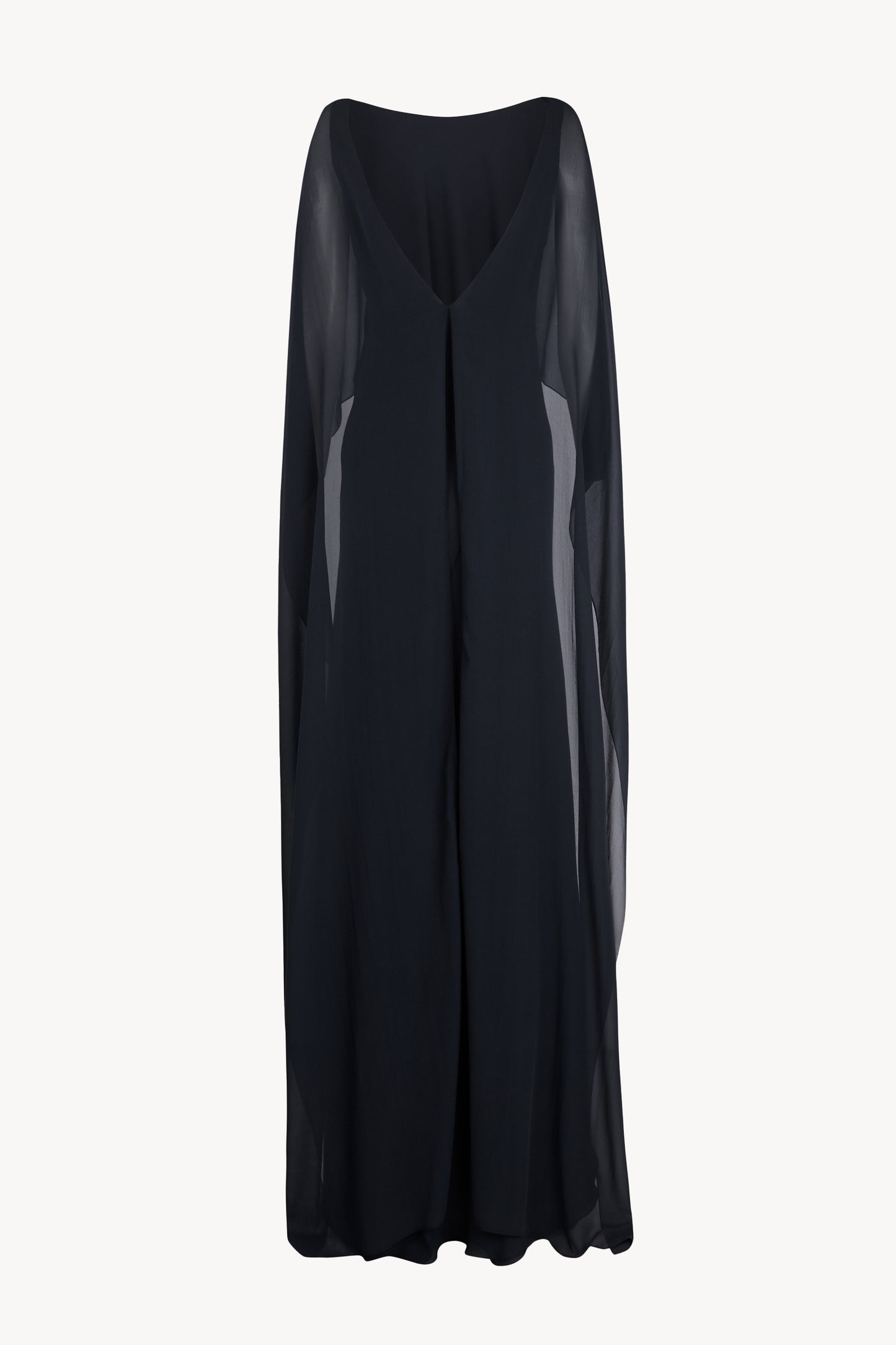 Galea, vestido con capa de seda azul marino oscuro