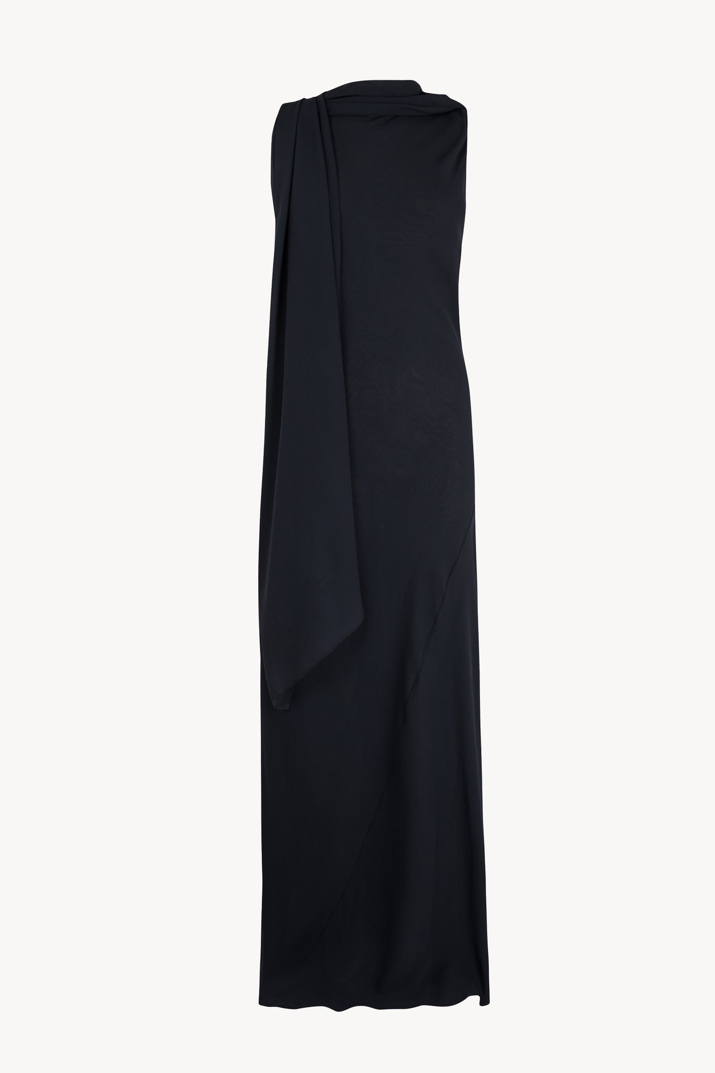 Galea, vestido con capa de seda azul marino oscuro