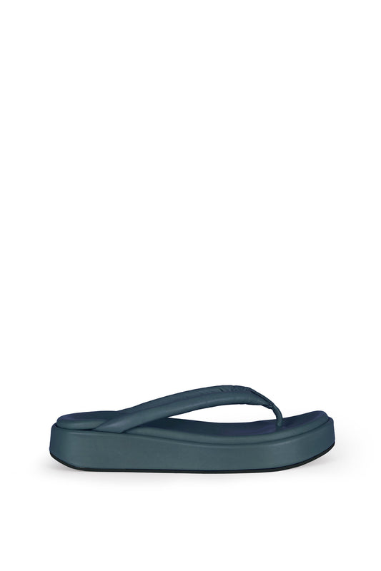 Geisha, ocean green platform flip flops