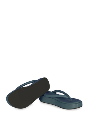 Geisha, ocean green platform flip flops