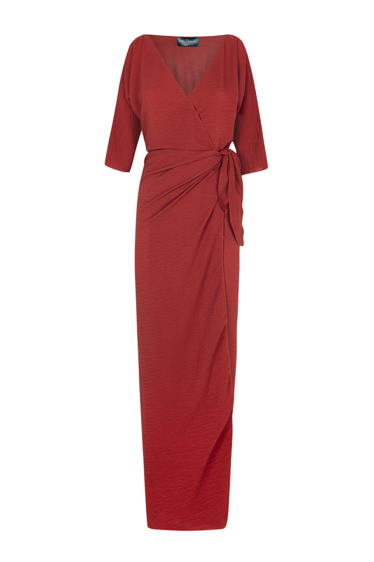 Genara, carmine red silk dress