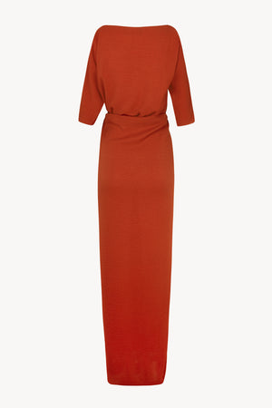 Genara, vermilion silk dress