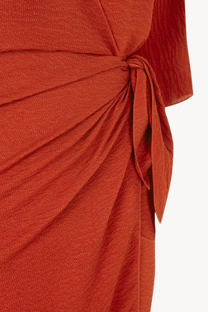 Genara, vermilion silk dress