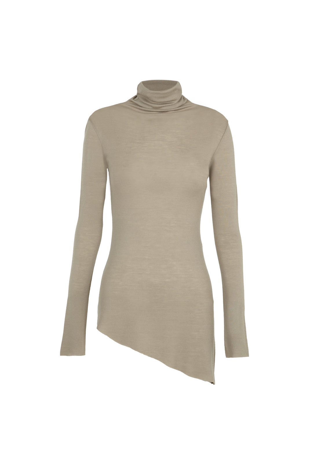 Genie, gray virgin wool turtleneck top