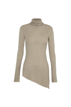 Genie, gray virgin wool turtleneck top