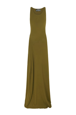 Cortana - Georgia, long dress in moss green silk Cortana - Georgia, long dress in moss green silk