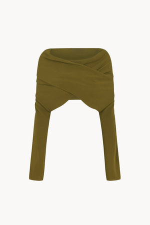 Georgia, moss green silk jacket