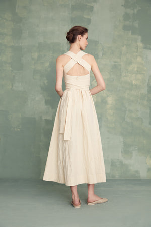 Gilda, wrap dress in cotton, paper and linen