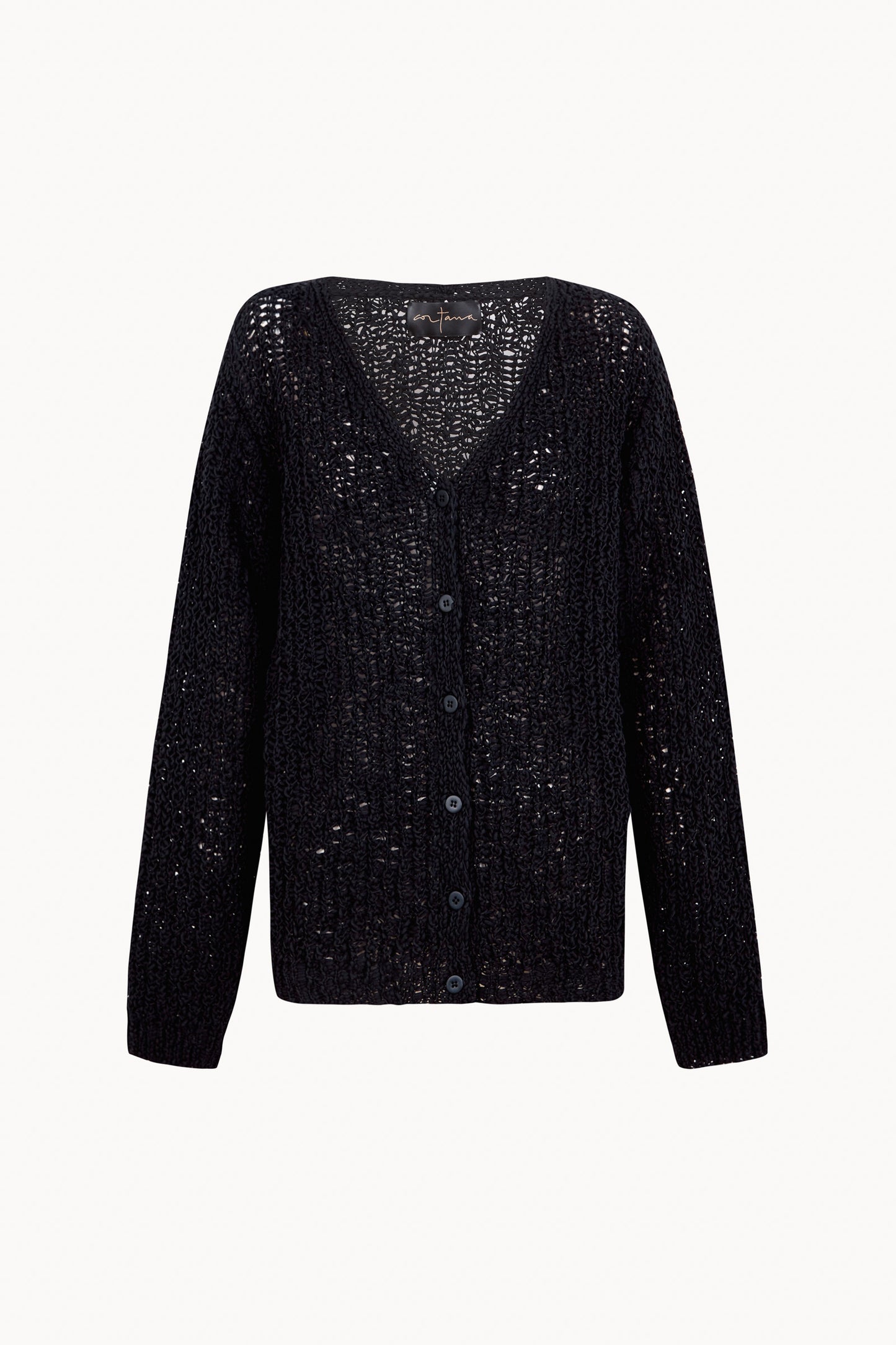 Gina, cardigan oversize de punto de algodon mako blue nero