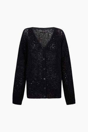Gina, cardigan oversize de punto de algodon mako blue nero