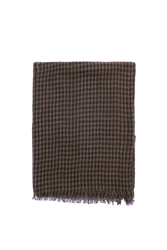 Trevor, foulard a cuadros vichy marrón y negro en cachemir y seda