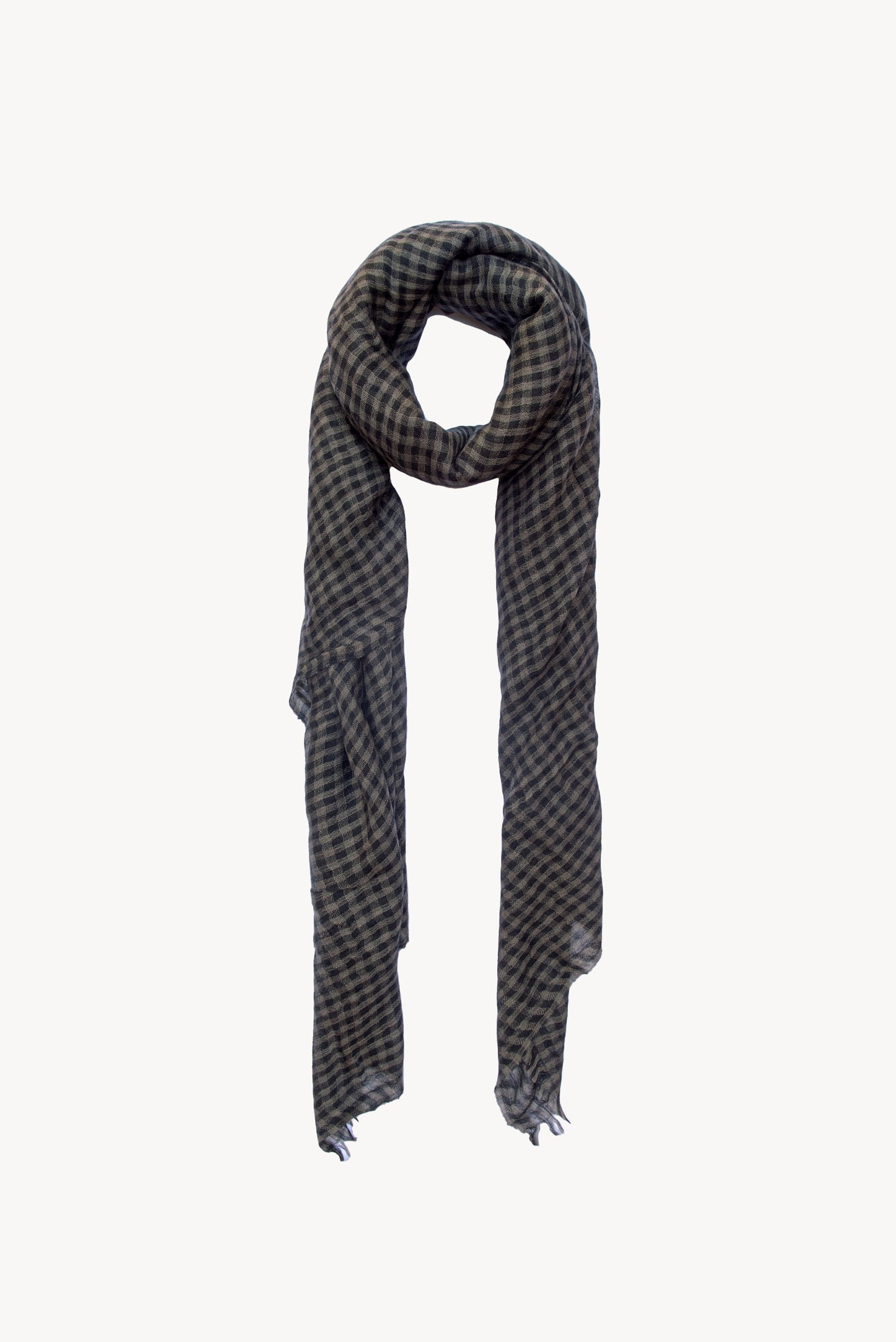 Trevor, foulard a cuadros vichy gris y negro en cachemir y seda