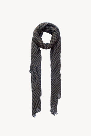 Trevor, foulard a cuadros vichy gris y negro en cachemir y seda