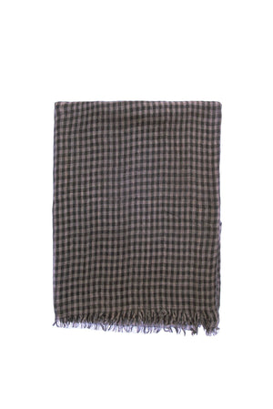 Trevor, foulard a cuadros vichy gris y negro en cachemir y seda