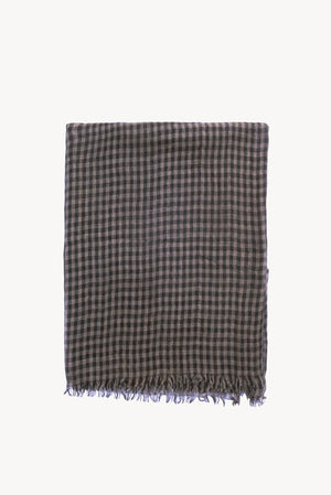 Trevor, foulard a cuadros vichy gris y negro en cachemir y seda