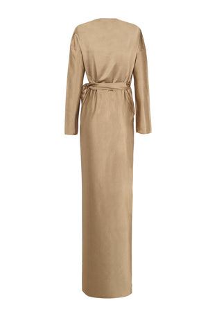 Gloria, cocoa dress in linen and viscose