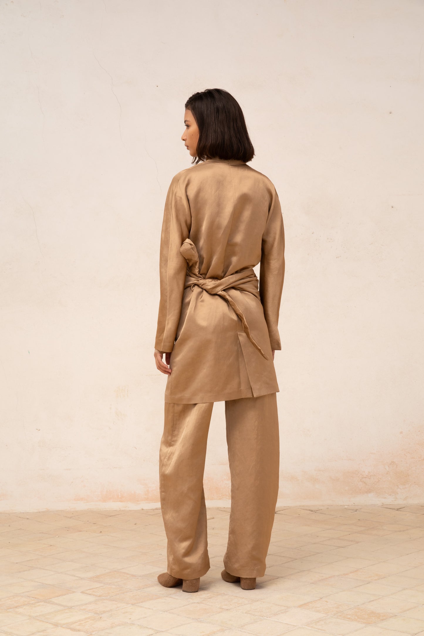 Gloria, cocoa linen and viscose pants