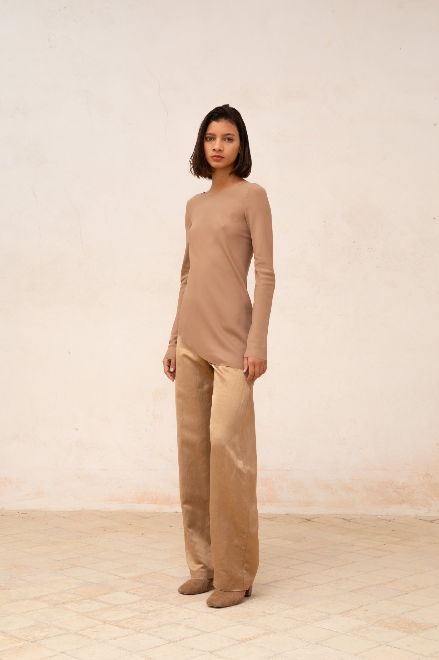 Gloria, cocoa linen and viscose pants