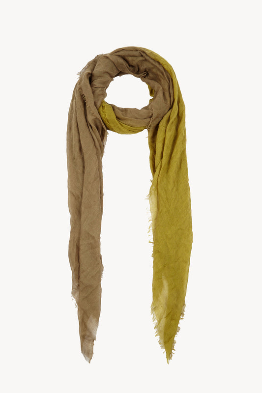 Glow, two-tone foulard in khaki and gold olive