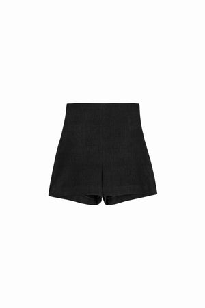 Grow, shorts en lino y viscosa color negro