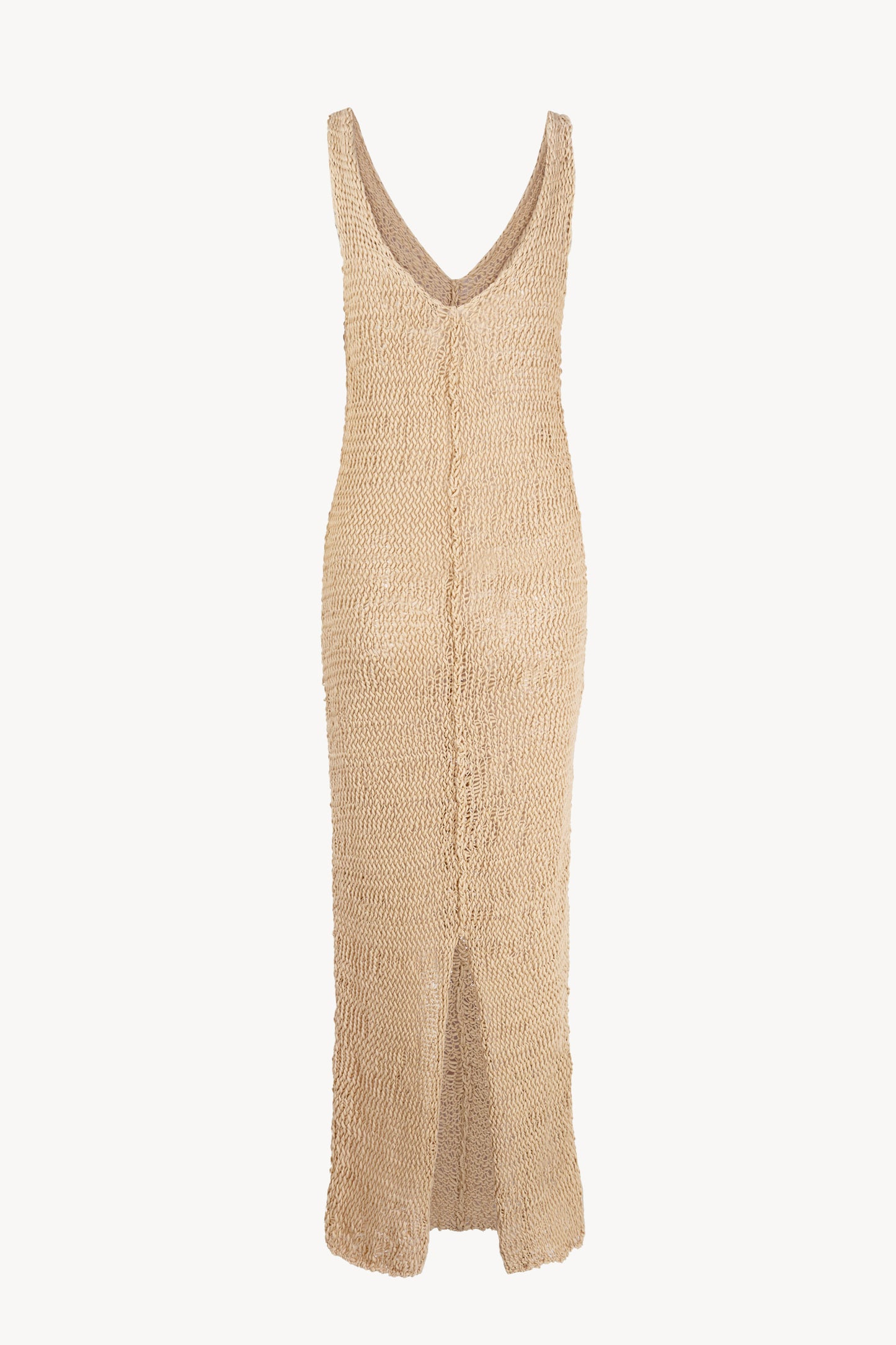 Hanami, vestido largo de punto de algodon beige
