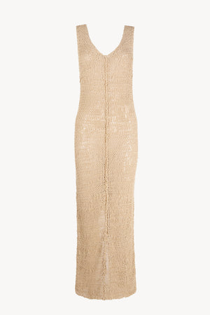 Hanami, vestido largo de punto de algodon beige