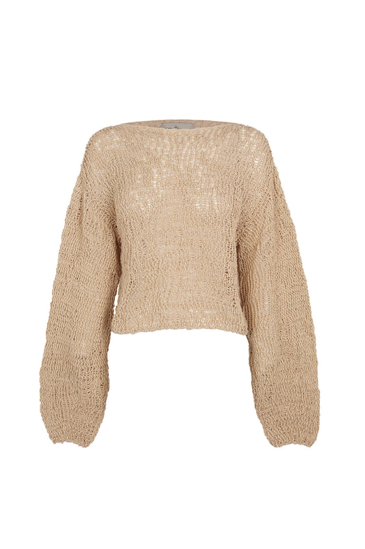 Hanami, beige cotton knit sweater