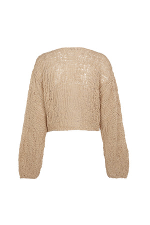 Hanami, beige cotton knit sweater