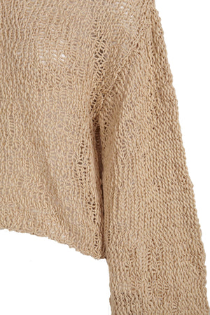 Hanami, beige cotton knit sweater