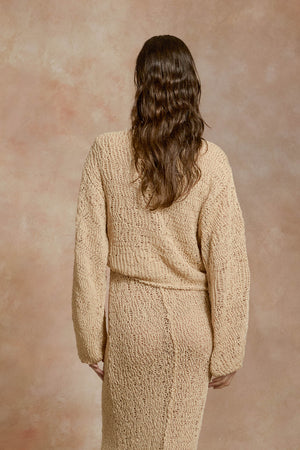 Hanami, beige cotton knit sweater