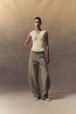 Ida, striped top in linen and silk