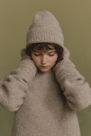 Igloo, beige cashmere and silk beanie