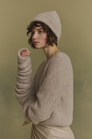 Igloo, beige cashmere and silk beanie
