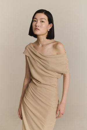 Ilia, beige silk top
