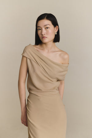 Ilia, beige silk top
