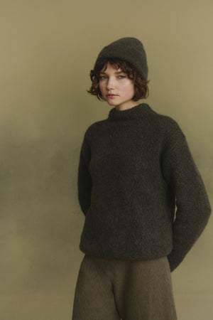 Igloo, gorro de punto cachemir y seda azul y marron