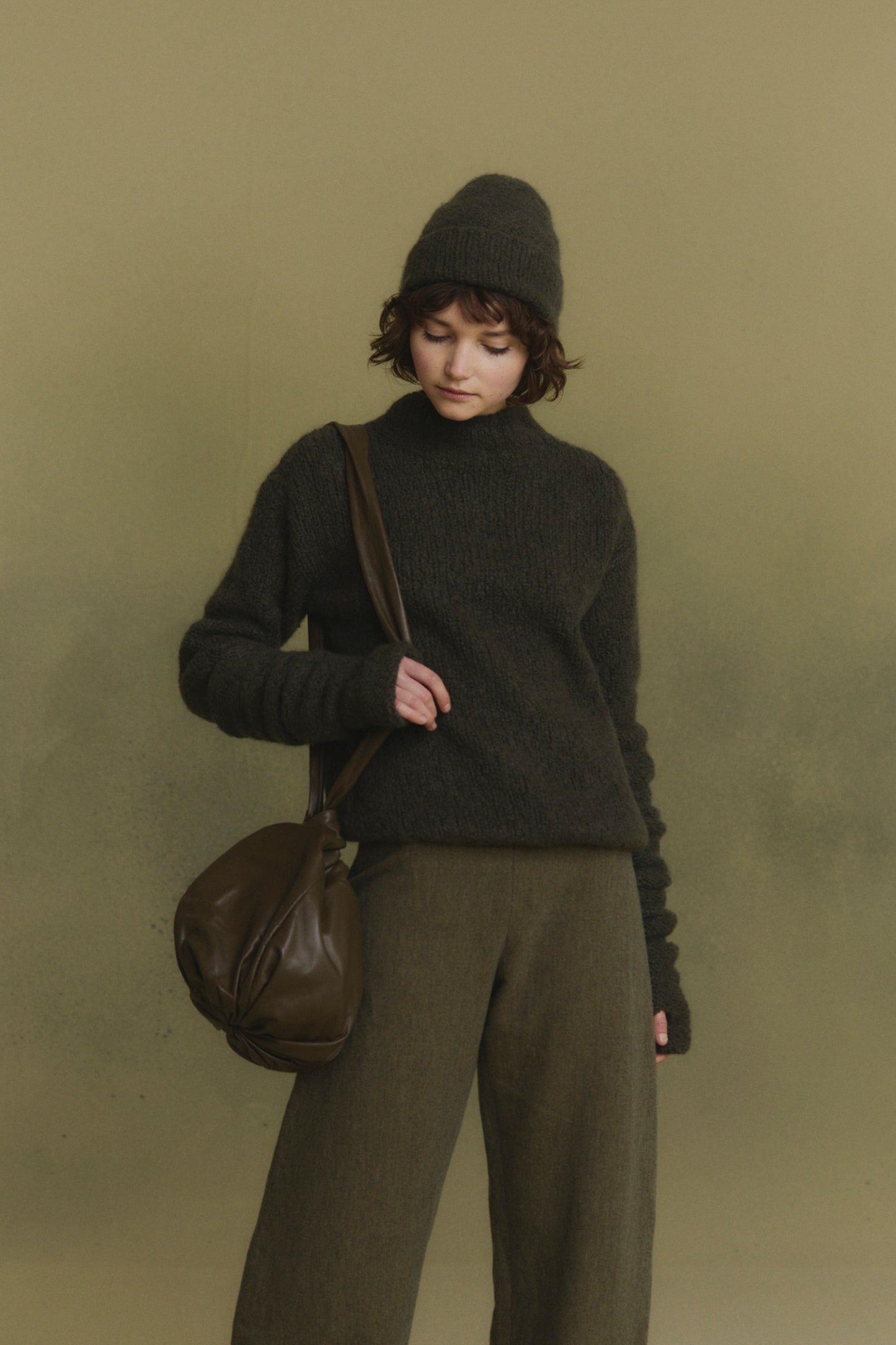 Igloo, manguitos de cachemir y seda verde oscuro