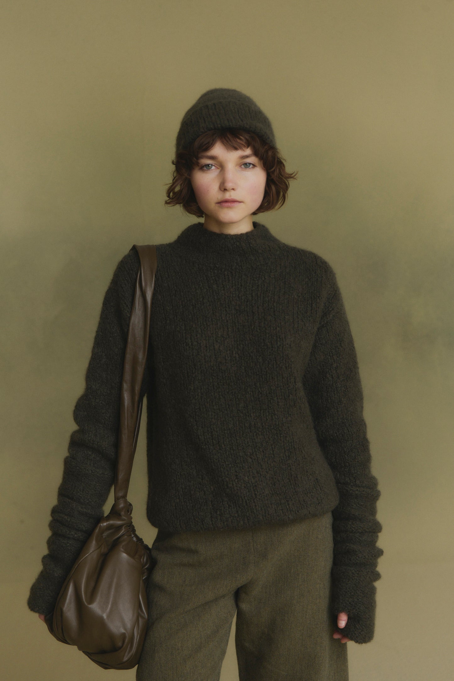 Igloo, manguitos de cachemir y seda verde oscuro