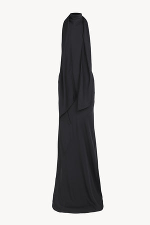 Irena, vestido halter de crepe de seda blue nero