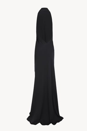 Irena, vestido halter de crepe de seda blue nero