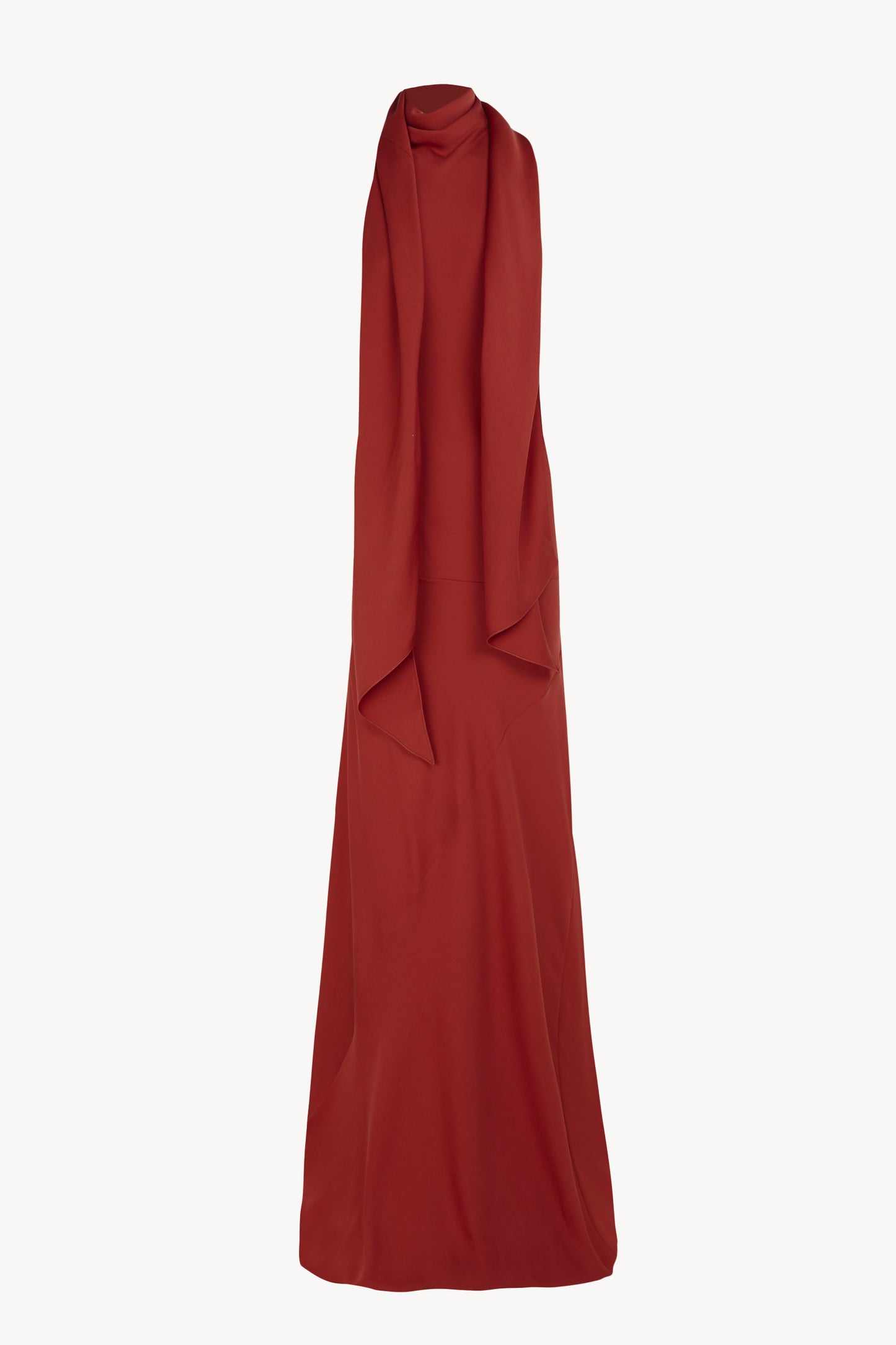 Irena, vestido halter de crepe de seda rojo carmin