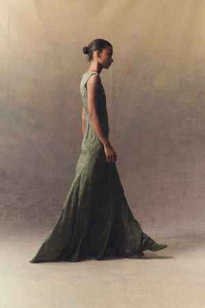 Irina, long printed silk dress