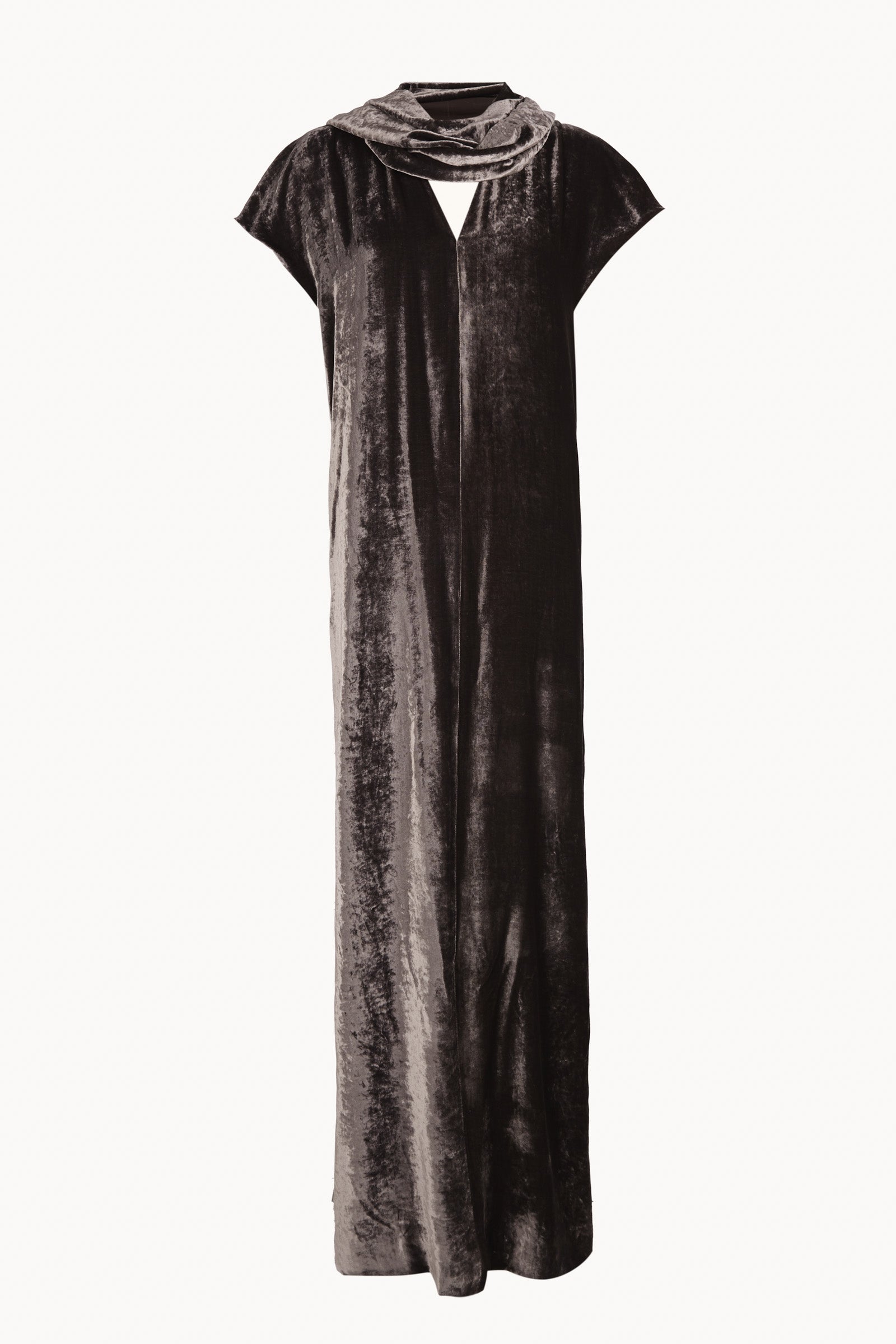 Iris, vestido largo de terciopelo burdeos oscuro