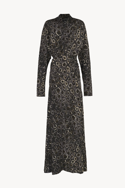 Irma, long yasu print silk dress